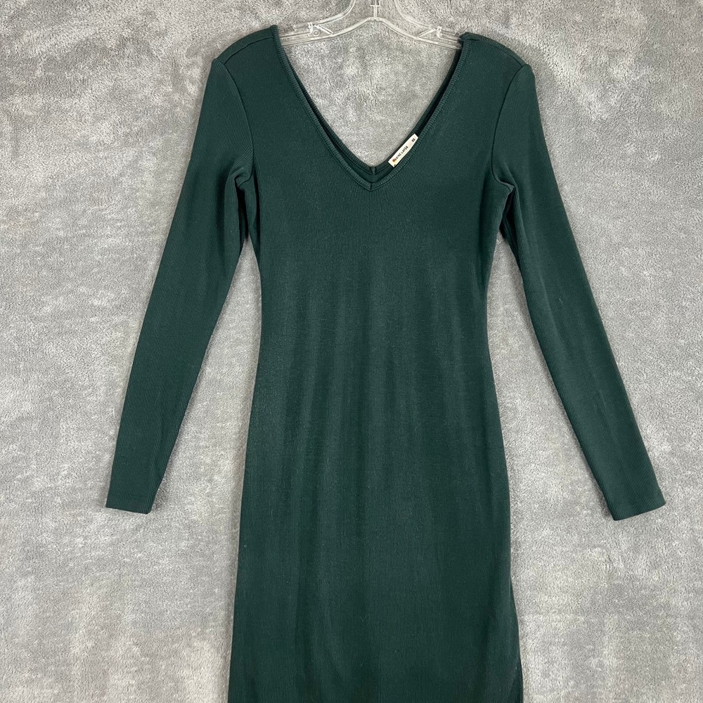 Marine Layer Lexi Rib Knit Maxi Sweater Dress Womens XS Dark Green Bodycon - Picture 2 of 9